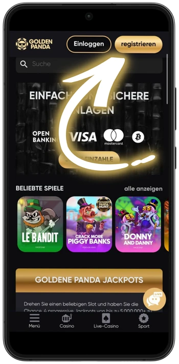 Golden Panda Casino Startseite aufrufen