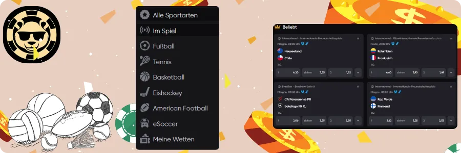 Casino + Sportwetten unter einem Konto

